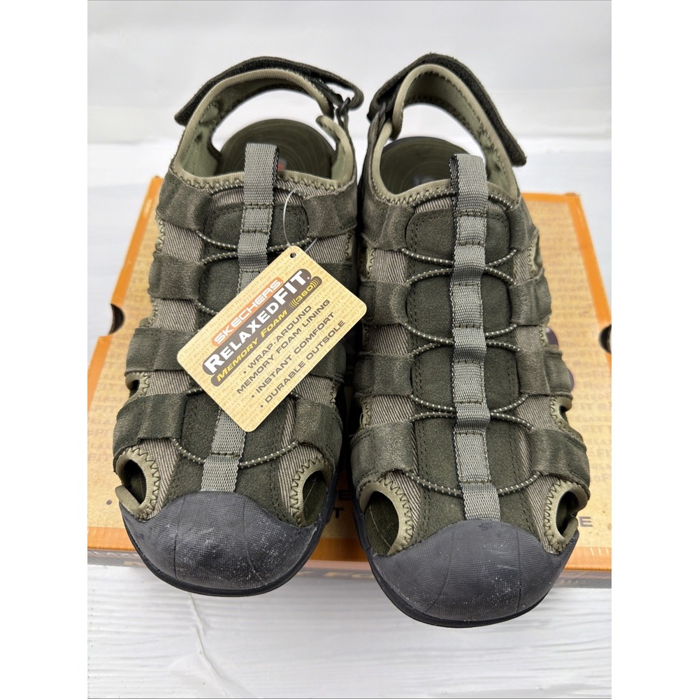 Skechers Relaxed Fit 360 Memory Foam Mens Size 12 Olive Sandals New In Box